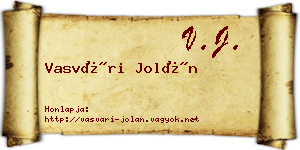 Vasvári Jolán névjegykártya